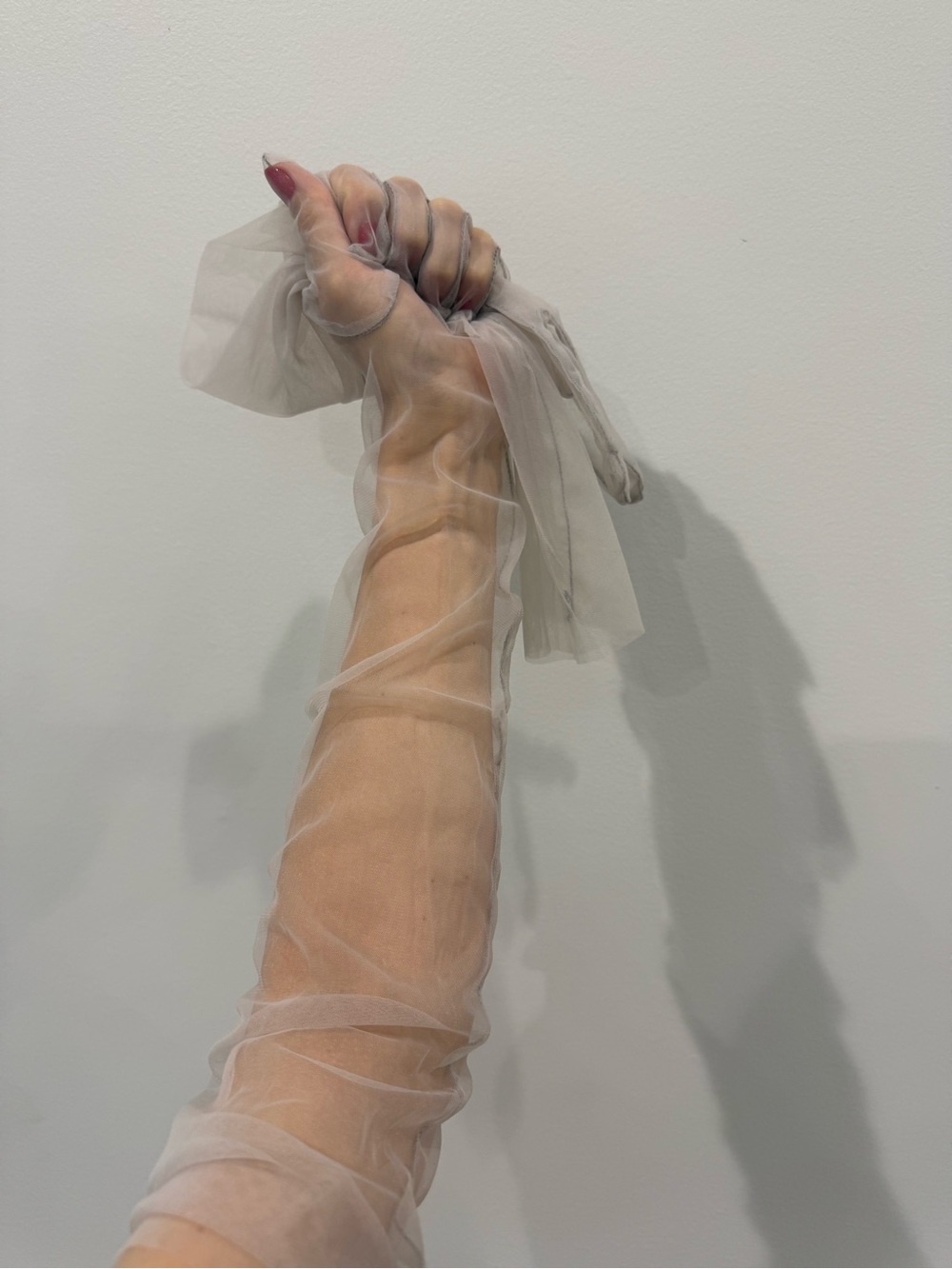 Sheer Long Gloves in Rich Light Gray Taupe - Picture 3 of 14